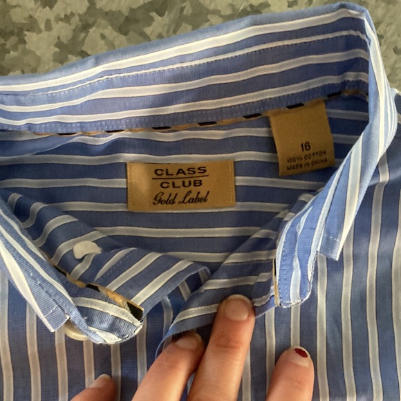 Cute and classic blue and white striped button down shirt. Perfect condition. - Picture 2 of 2